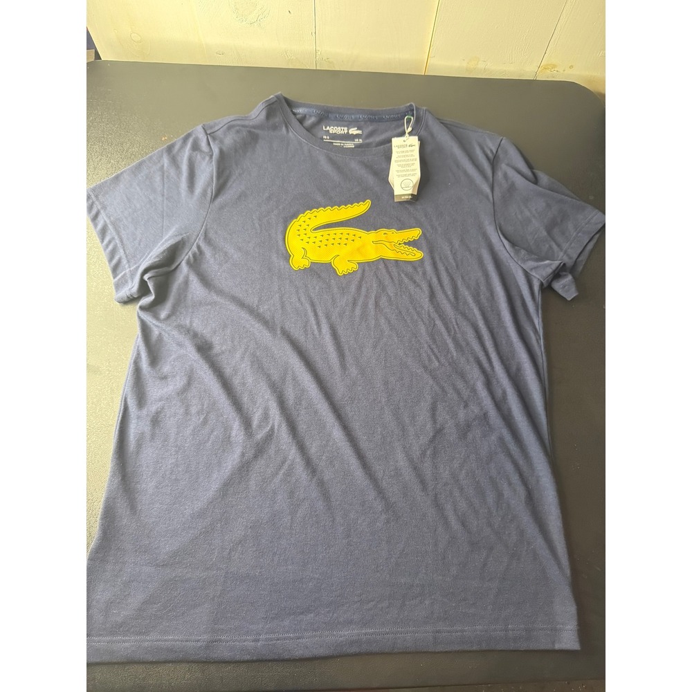 Lacoste Sport Mens XL Navy Ultra Dry Graphic T-Shirt TH2042-51 - Picture 2 of 9